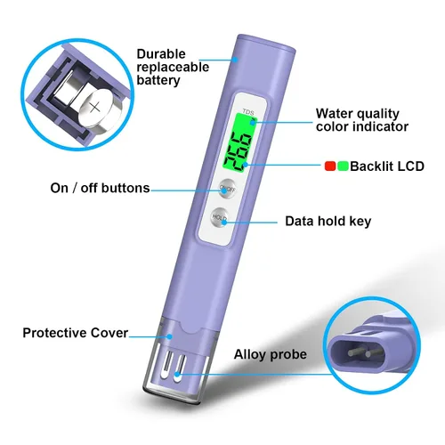 Vista 3 de 2025 Nuevo Testador de Agua para Agua Potable – Testador de Calidad de Agua Preciso y Confiable 0-9999 ppm para Agua Potable, Acuarios, Agua