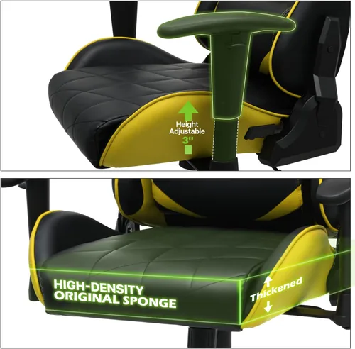Vista 7 de Magshion Silla para juegos, silla reclinable de 90° a 130° con respaldo alto con soporte lumbar, ergonómica para adultos, reclinable, altura