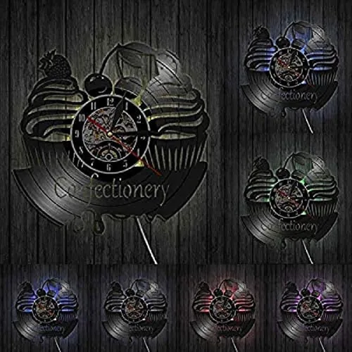 Vista 6 de Sweets - Lámpara de pared contemporánea para colgar, reloj con diseño de dulces navideños, relojes de panadería, decoración de pared, idea de disco