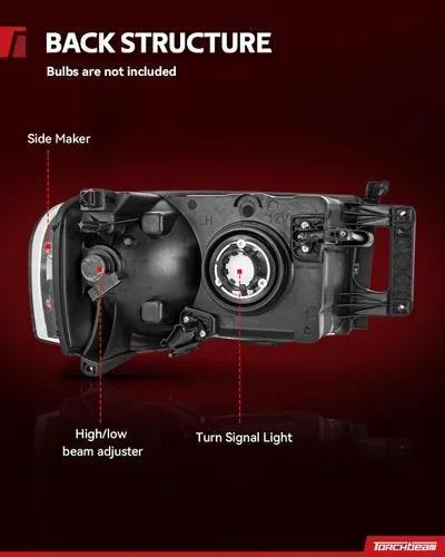 Vista 5 de Torchbeam - Conjunto de faros delanteros de repuesto para 2002-05 Ram 1500/2003-05 Ram 2500 3500