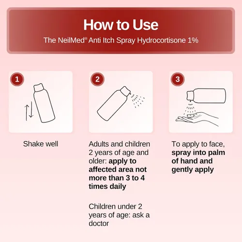 Vista 4 de NeilMed Spray antipicazón (alivio) hidrocortisona 1%, 3 onzas