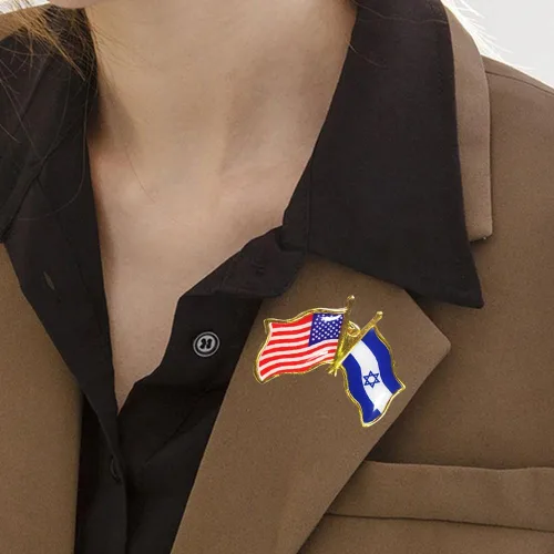 Vista 6 de Alfileres de bandera de la amistad de Israel estadounidense a granel, 1.5 pulgadas, de metal, patrióticos, de Estados Unidos, Israel, insignia