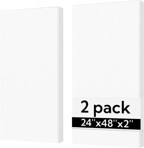 Vista 14 de Olanglab Paneles Acústicos Absorbentes de Sonido para Pared, Paquete de 2, Paneles de Amortiguación de Sonido de Fibra de Vidrio de 2'' 24''x48