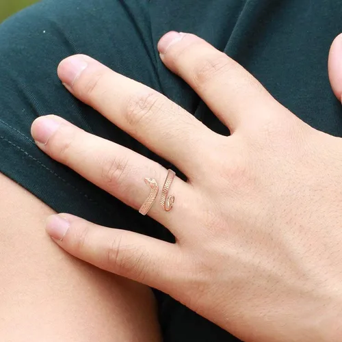 Vista 4 de Anillo Tamba Naag ajustable energizado de cobre puro marrón para unisex