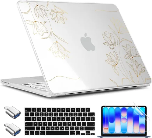 Vista 14 de TWOLSKOO Funda para MacBook Neo de 13 pulgadas 2026 A3404 A18 Pro Chip, funda rígida de plástico con adaptador tipo C, 2 fundas para cámara web