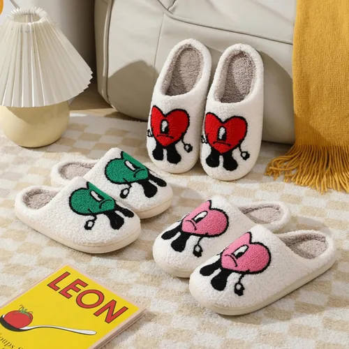 Vista 6 de LEZIRTOI Bad Cute Bunny Slippers For Women Men Couple Casual Shoes Cartoon Plush Indoor Outdoor Slipper Winter Love Pattern Slippers House Slippers