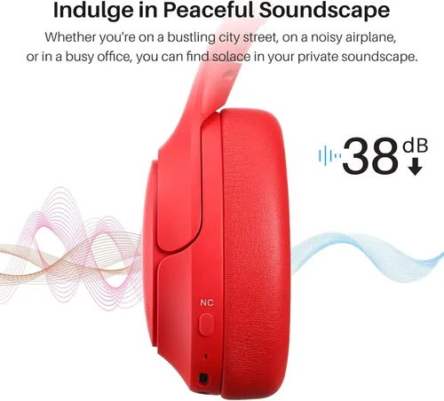 Vista 4 de TOZO HT2 - Audífonos híbridos con cancelación activa de ruido inalámbricos sobre la oreja, auriculares Bluetooth NC3 híbridos con cancelación activa
