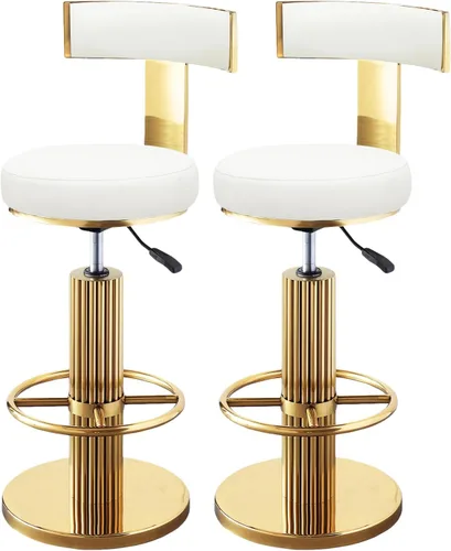 Vista 17 de FUNROLUX Gold Bar Stools, Adjustable Swivel Counter Height Barstools Black Negro