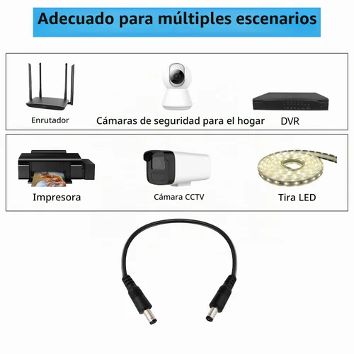Vista 2 de DC5.0.197x0.1 in 12V macho a macho Cable de extensión macho a macho 18AWG macho a macho 1 pie