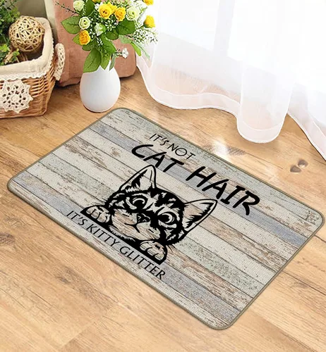 Vista 2 de Tapete para puerta de gato, antideslizante, 30 x 17 pulgadas, tapete de baño, decoración de habitación, tapete para puerta, cosas lindas, regalos