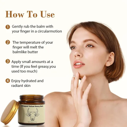 Vista 4 de Lopeie Bálsamo de ternera batida con miel, crema hidratante natural para cara y cuerpo, bálsamo hidratante para piel seca, cuidado de la piel