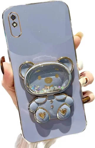 Vista 92 de Miagon Bear - Funda con soporte para espejo para Xiaomi Redmi A1, Quicksand Glitter Electroplated Soft TPU Protector Slim a prueba de golpes