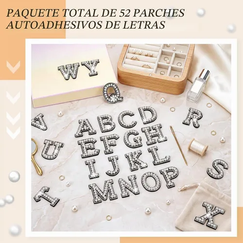 Vista 6 de 52 piezas de diamantes de imitación de letras de perlas A-Z suministros de regreso a casa, color negro