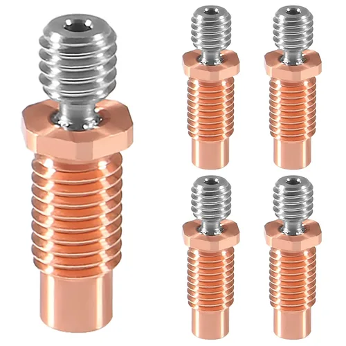 Vista 9 de 5 piezas CR10 bimetálico Heatbreak, actualización suave todo metal bimetálico cobre titanio Heatbreak garganta alta temperatura para Creality 3D