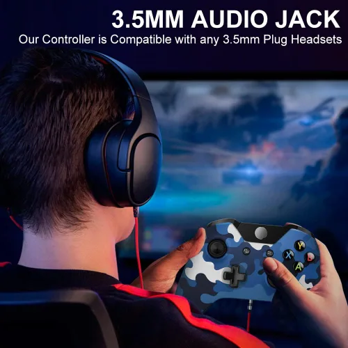 Vista 6 de ADHJIE Controlador Xbox One, compatible con control inalámbrico Xbox One, controlador Xbox One inalámbrico con conector de auriculares de audio
