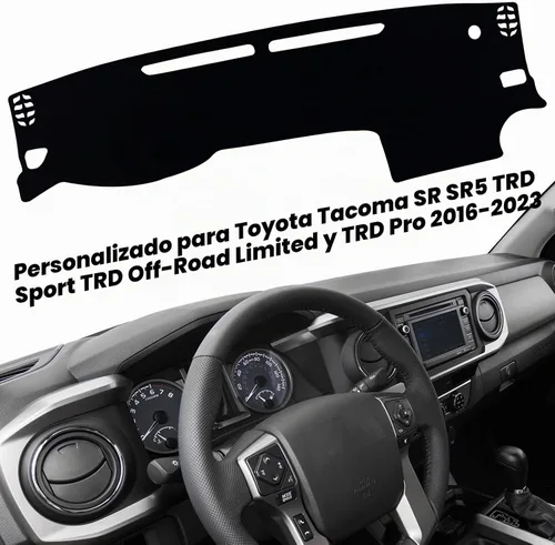 Vista 3 de Funda protectora para salpicadero interior compatible con Toyota Tacoma SR SR5 TRD Sport TRD Off-Road Limited y TRD Pro 2016-2023, protector