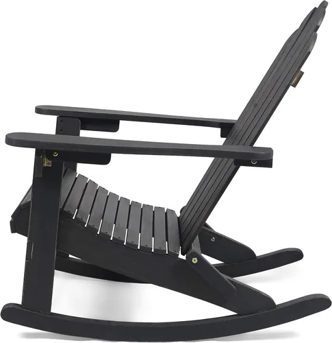 Vista 4 de Christopher Knight Home Cara Adirondack - Silla mecedora de madera de acacia para exteriores, acabado gris oscuro