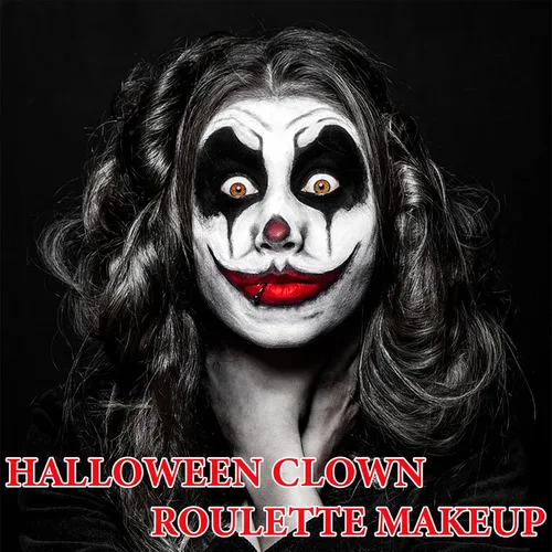 Vista 6 de Pintura facial de payaso negro, blanco, rojo, profesional, impermeable, kit de maquillaje de Halloween, pintura facial de payaso, cosplay, bromista