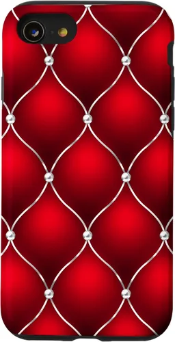 Vista 18 de Red Ombre Quilted Bling Funda para iPhone 17