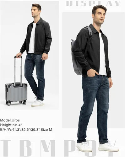 Vista 7 de TBMPOY Chaquetas ligeras para hombre, estilo casual, rompevientos, para hombre, chaqueta ligera de pista, cuello de tendido, abrigos de golf de otoño
