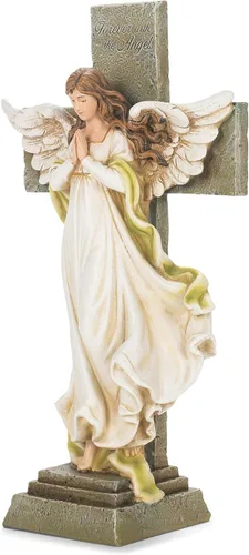 Vista 6 de Joseph's Studio by Roman Inc., Ángel conmemorativo con cruz, colección de jardín, estatua religiosa, santa familia, monumento, ángel, santo