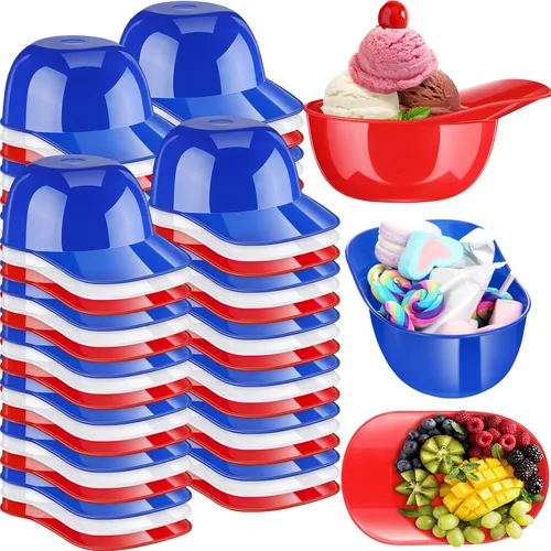 Vista 11 de Baderke Cuencos para gorra de béisbol de postre de helado, tazón de 8 onzas, mini tazones para casco, vasos de plástico para suministros de fiesta