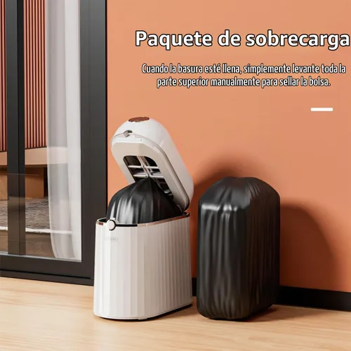 Vista 5 de Basurero automático sin contacto para baño, autosellado y autocambiante, cubo de basura inteligente con sensor de movimiento con tapa, 2.7 galones