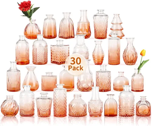 Vista 27 de Jarrones de Vidrio para Capullos en Juego a Granel de 30 Piezas, Pequeños Jarrones de Vidrio para Flores como Centros de Mesa de Boda para Mesas