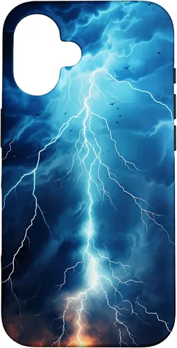 Vista 31 de iPhone 13 Pro Max Cool Blue Lightning Bolt Storm Funda de arte gráfico Wild Nature Sky