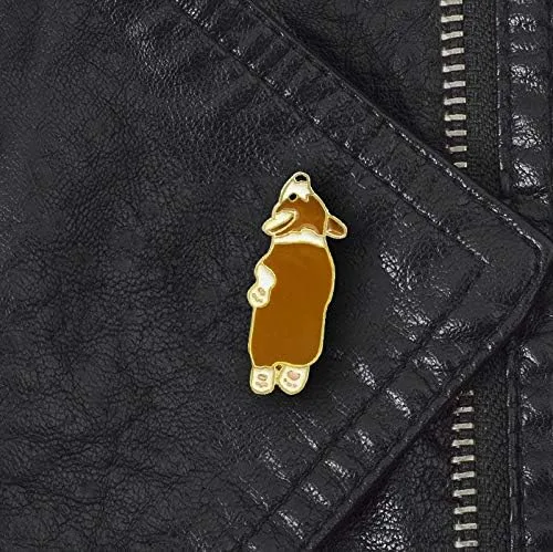 Vista 3 de Flairs New York - Broche de solapa esmaltado hecho a mano, Perro Lazy Corgi