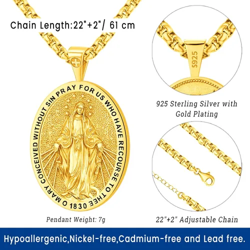 Vista 2 de Eusense Collar con colgante de San MiguelSan CristóbalSan BenitoSan JudaVirgen María MilagrosaCrucifijo de JesúsSan JoséSan Antonio para hombres