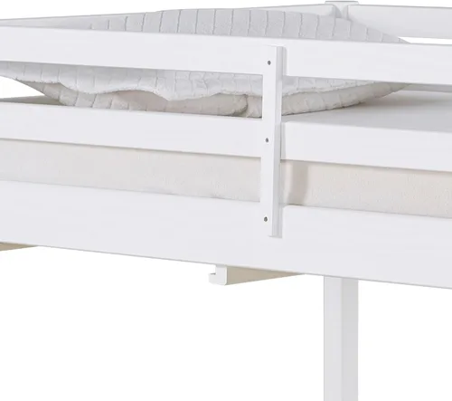 Vista 8 de Alaterre Furniture Roxy - Cama tipo loft individual – Cama baja tipo loft con escalera, barandillas de seguridad y espacio debajo de la cama