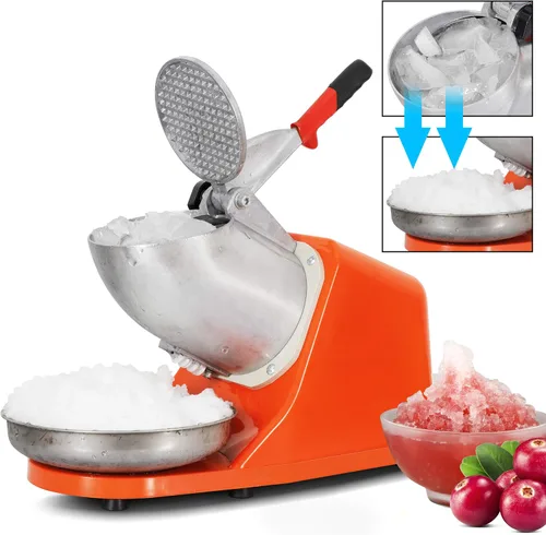 Vista 5 de HomGarden Máquina de afeitar eléctrica de hielo de 143 libras, máquina de afeitar de acero inoxidable, trituradora de hielo afeitado para uso Naranja