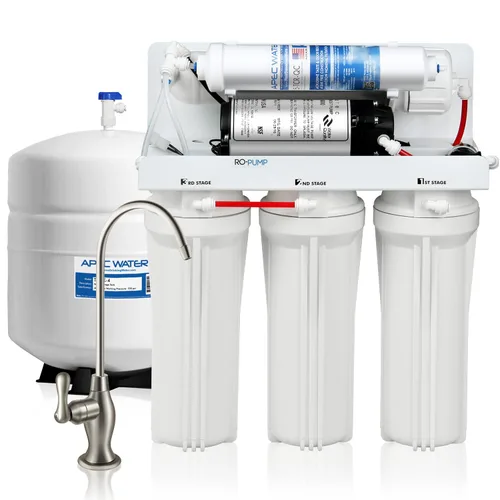 Vista 4 de APEC Water Systems RO-PUMP-120V Sistema de filtración de agua potable de ósmosis inversa ultra seguro de nivel superior con bomba de refuerzo