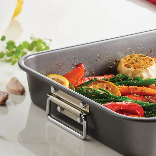 Vista 9 de Farberware Bakeware - Asador de acero antiadherente con estante plano, 11 pulgadas x 15 pulgadas, gris