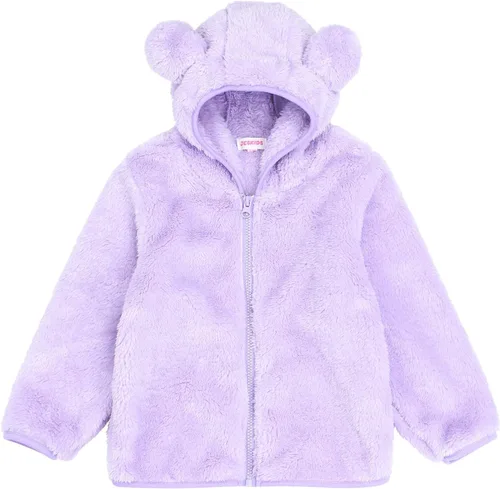 Vista 35 de Chaqueta con capucha de forro polar con cremallera para niñas y niños pequeños, abrigo de osito cálido de invierno Negro