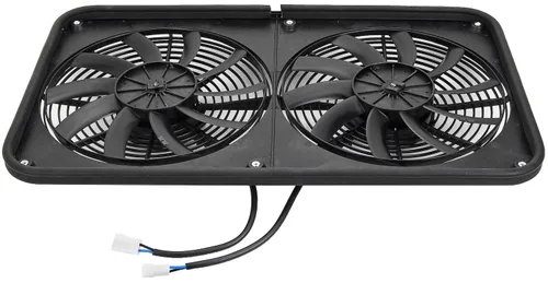 Vista 4 de JEGS Conjunto de ventilador eléctrico dual, ventiladores duales de 12 pulgadas de diámetro, perfil bajo, diseño silencioso de hoja en S, flujo