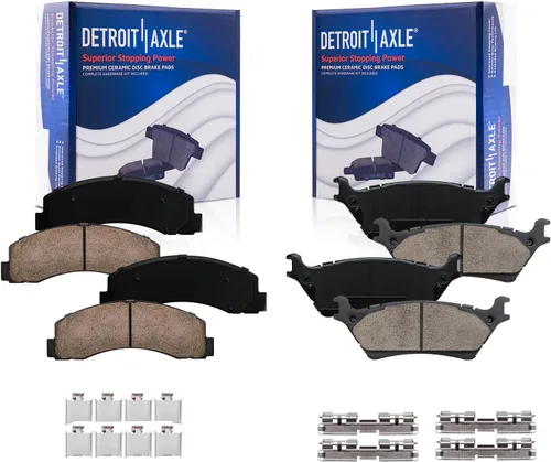 Vista 18 de Detroit Axle - Pastillas de freno de cerámica delanteras Reemplazo de pinza de freno derecha para Dodge Ram 1500 Dakota, Ram 1500 Classic - Juego