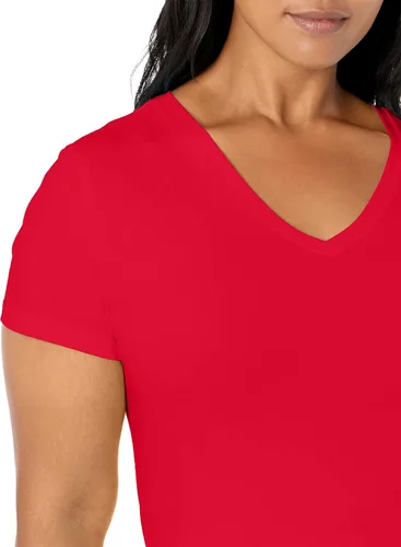 Vista 4 de Nautica Camiseta de algodón elástico súper suave con cuello en V para mujer