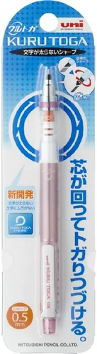 Vista 2 de Lápiz portaminas Uni Kuru Toga estándar, negro, 0.0112 pulgadas, rosado bebé