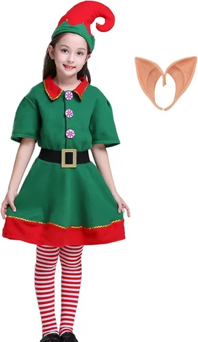 Vista 2 de Disfraz de elfo para niños y niñas, disfraces de Navidad con orejas de elfo