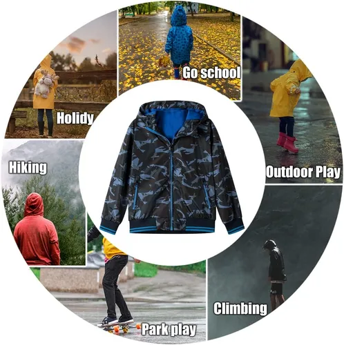 Vista 6 de SNOW DREAMS Chaqueta de lluvia para niños, impermeable, rompevientos ligeros