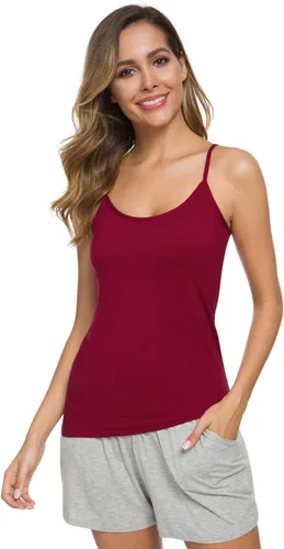 Vista 2 de Knuffnee Camisetas básicas para mujer, con tirantes delgados, ajustables, paquete de 4