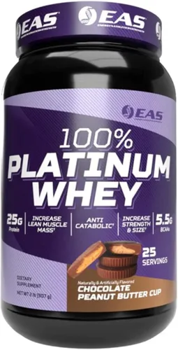 Vista 10 de EAS 100% proteína de suero de platino, helado de chocolate, 2 libras