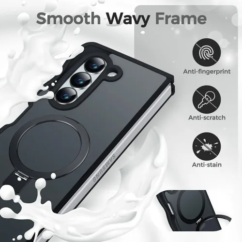 Vista 7 de Soporte magnético y marco ondulado: funda para Samsung Galaxy Z Fold 6 [compatible con MagSafe] [protección militar contra caídas] no amarillenta
