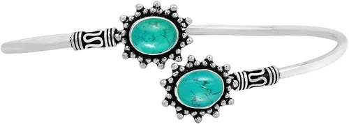 Vista 2 de Natural ojo de tigre malaquita piedra lunar brazalete 0.276x0.354in forma ovalada piedra preciosa 925 plata superposición brazalete hecho a mano