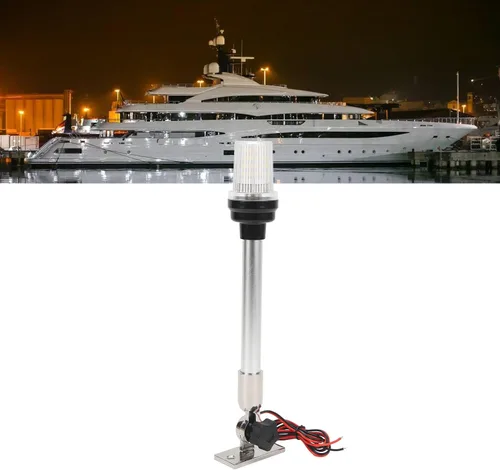 Vista 5 de Luz LED plegable de popa de barco de 12 pulgadas, IP66 impermeable, varilla de aluminio, 3 millas náuticas Bimini luces superiores, base de acero