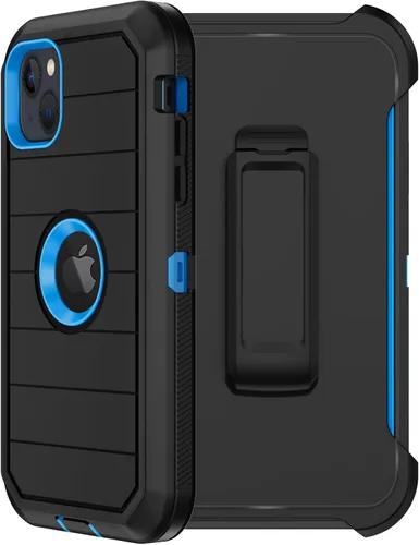 Vista 9 de Funda para iPhone 14 Plus (6.7 pulgadas) con funda de clip para cinturón, 2 protectores de pantalla, resistente grado militar, cuerpo completo, a