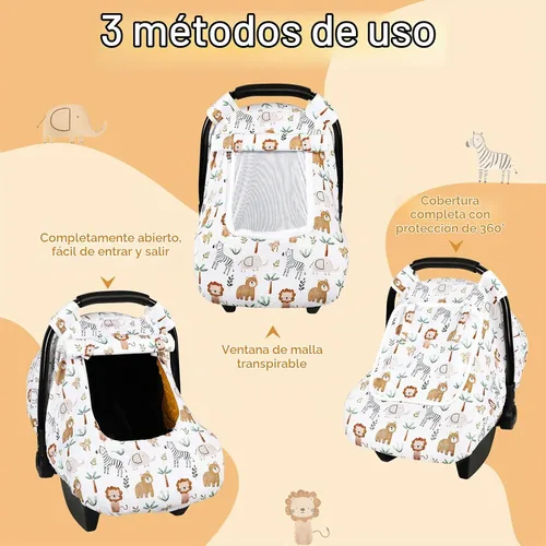 Vista 3 de Funda de asiento de automóvil para bebé, funda de asiento de automóvil resistente al viento para niñas pequeñas, toldo cálido para asiento