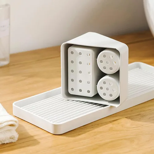 Vista 9 de Soporte para cepillo de dientes eléctrico para baño, organizador de cepillo de dientes eléctrico para encimera, organizador de baño, soporte